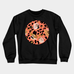 Modern abstract rose and leopard texture Crewneck Sweatshirt